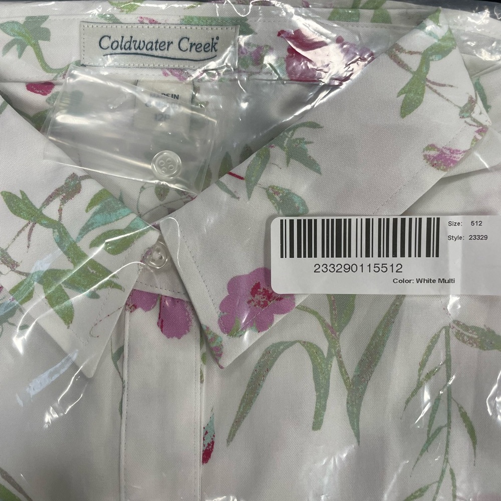 Coldwater Creek Petal Essence No-Iron Button Down Long Sleeve Shirt 12 Petite - Picture 10 of 12